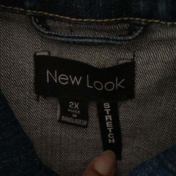New Look Stretch Dark Wash Jean Jacket Size 2X Neutral 90’s Spring Plus Size - Picture 7 of 8